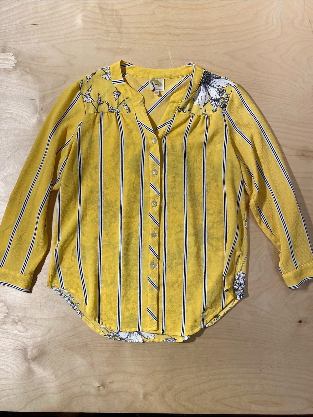 fig and flower Yellow Striped Blouse with Navy Accents PL (RZ)